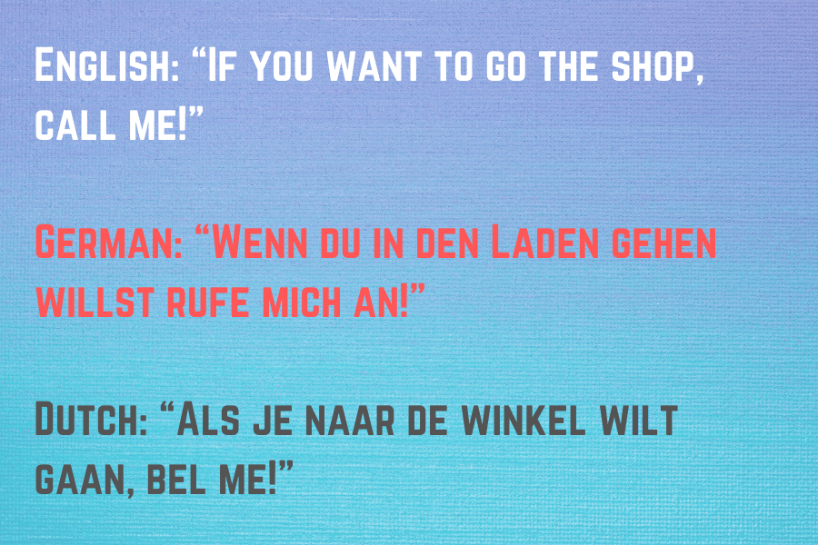 Dutch vs German Example Sentence